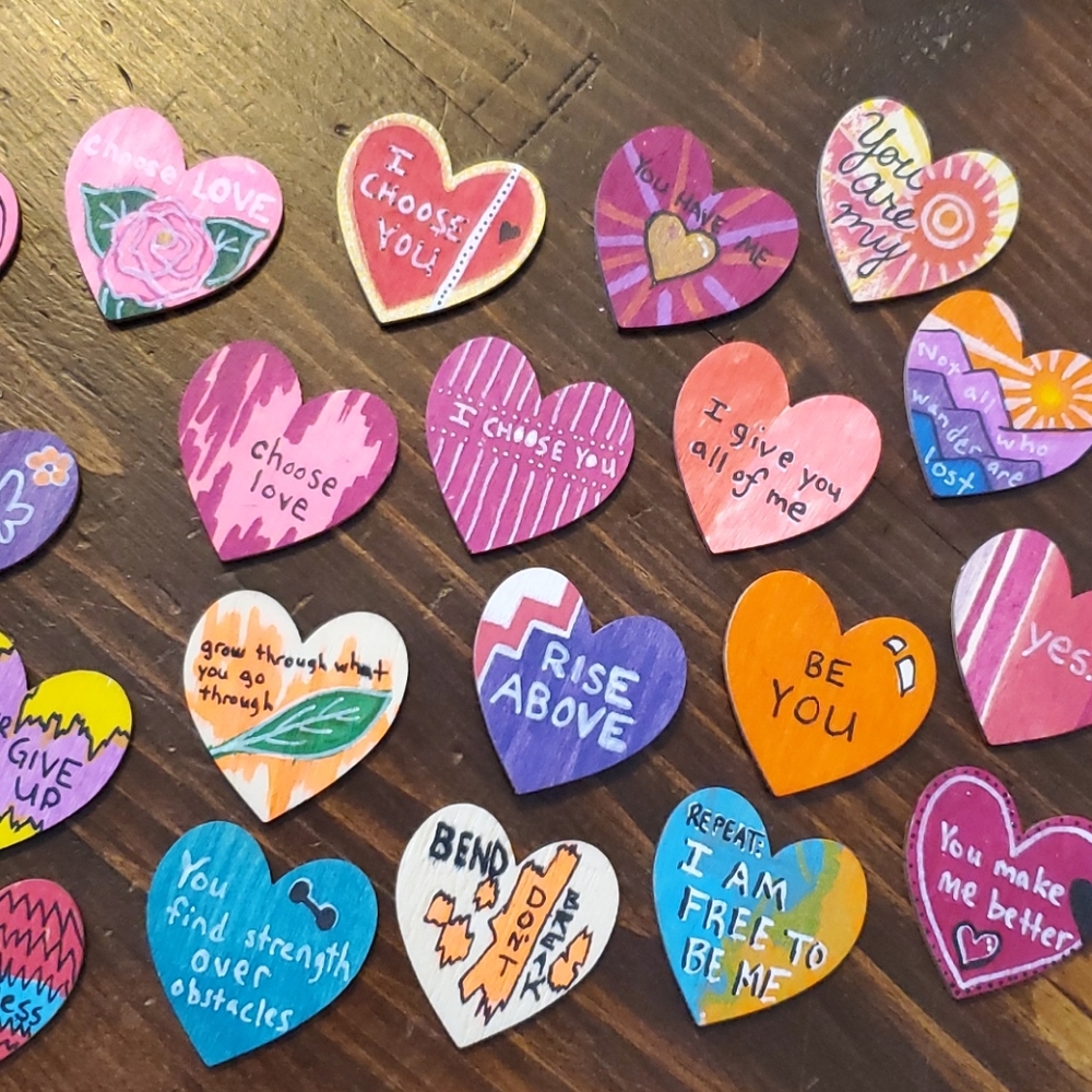 Hand-Painted Tiny Hearts 3pk. Notes OR Magnets